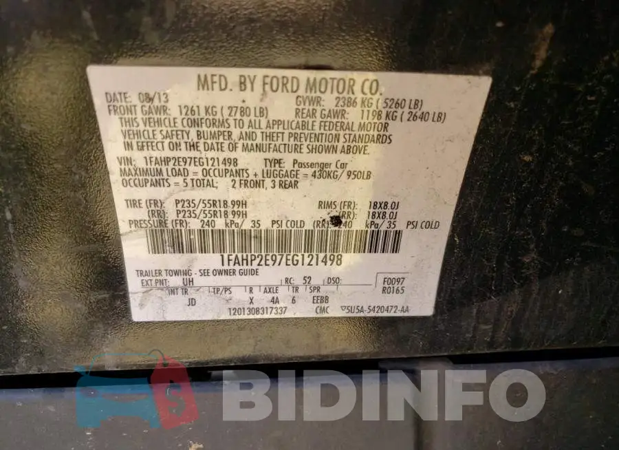 1FAHP2E97EG121498 Photo# 10
