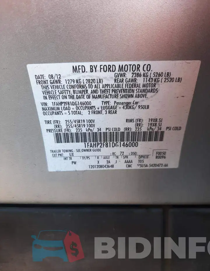 1FAHP2F81DG146000 Photo# 12