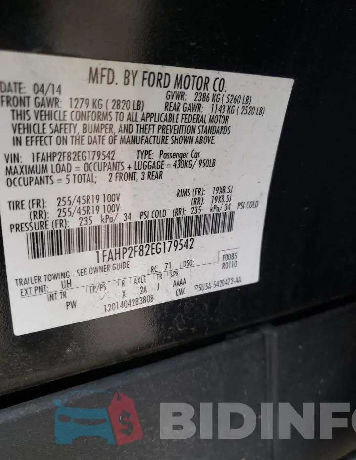 1FAHP2F82EG179542 Photo# 10