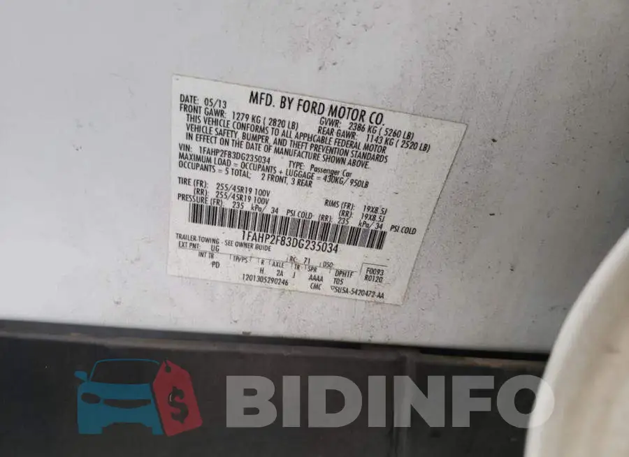 1FAHP2F83DG235034 Photo# 10