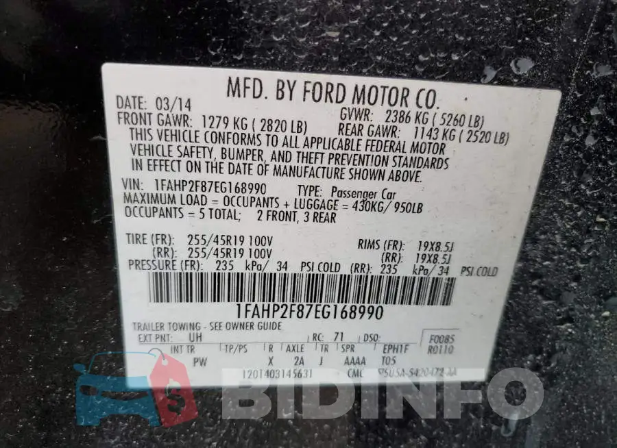 1FAHP2F87EG168990 Photo# 12