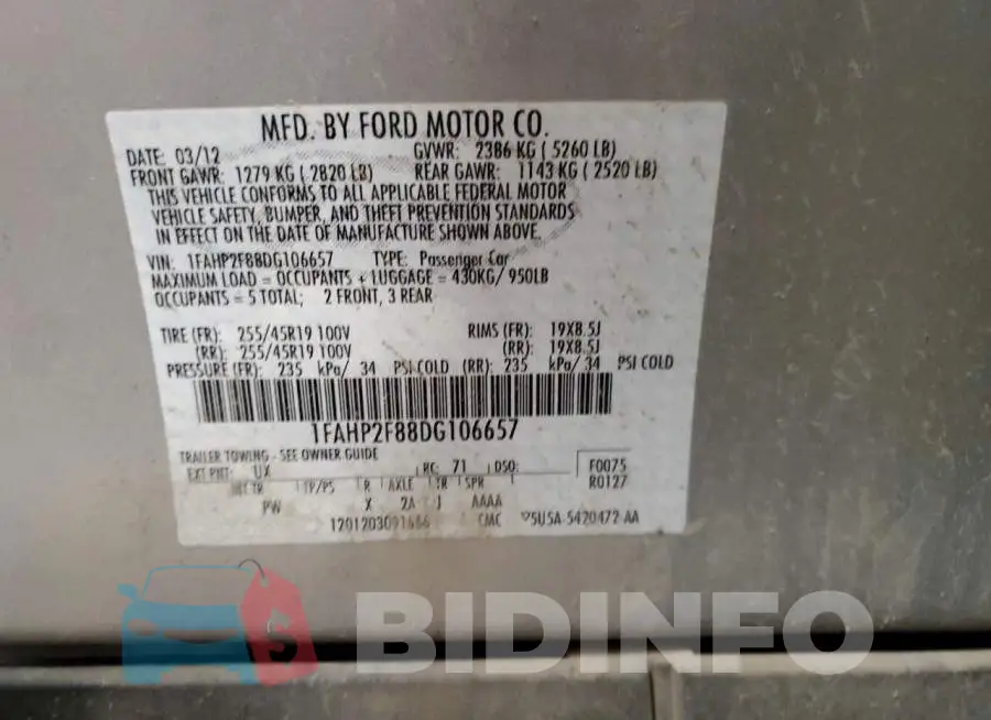 1FAHP2F88DG106657 Photo# 12