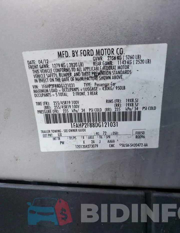 1FAHP2F88DG121031 Photo# 12
