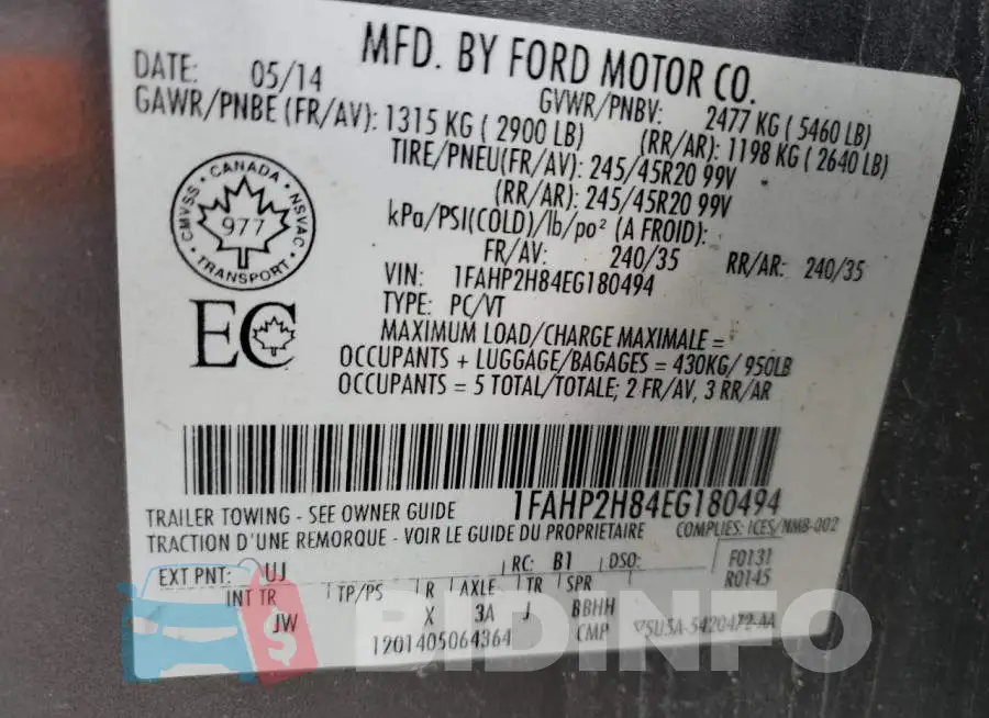 1FAHP2H84EG180494 Photo# 13