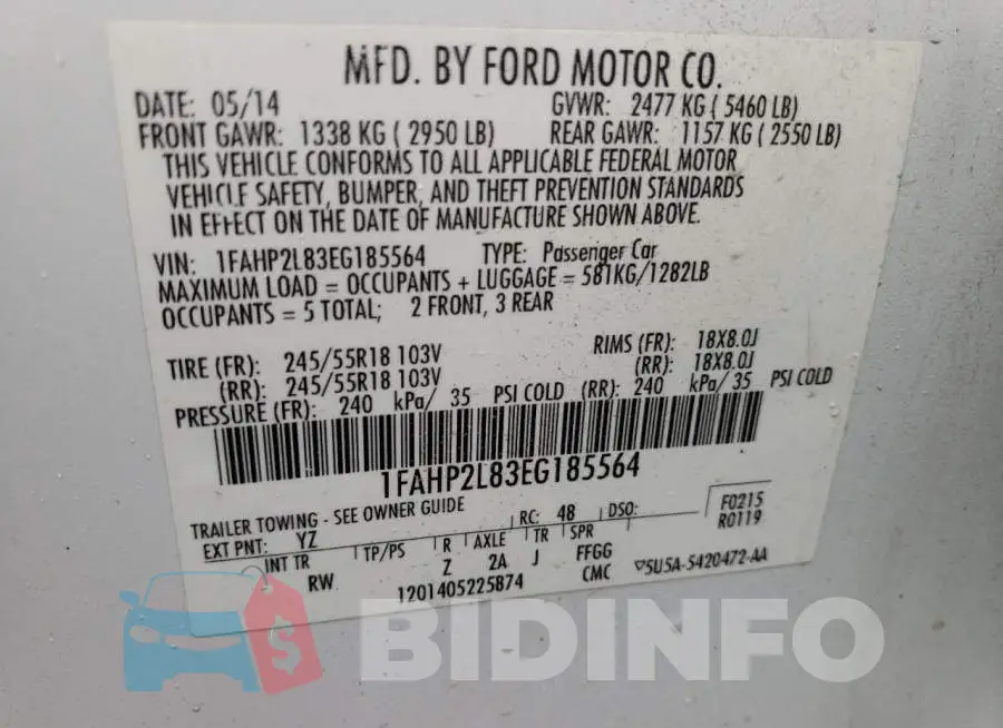 1FAHP2L83EG185564 Photo# 10
