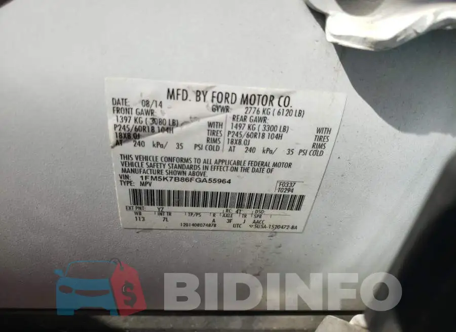 1FM5K7B86FGA55964 Photo# 10