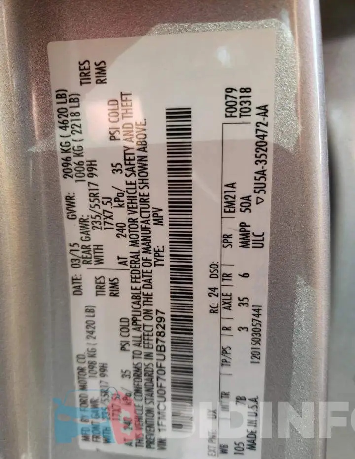 1FMCU0F70FUB78297 Photo# 14