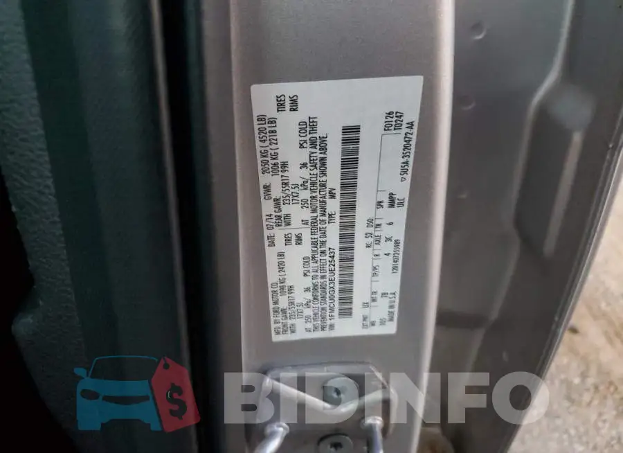 1FMCU0GX3EUE25437 Photo# 13