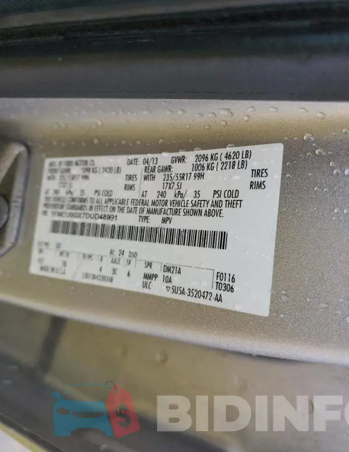 1FMCU0GX7DUD48991 Photo# 10
