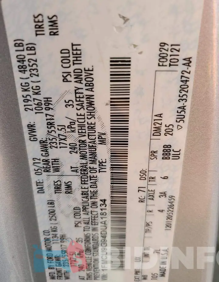 1FMCU9G94DUA18134 Photo# 13