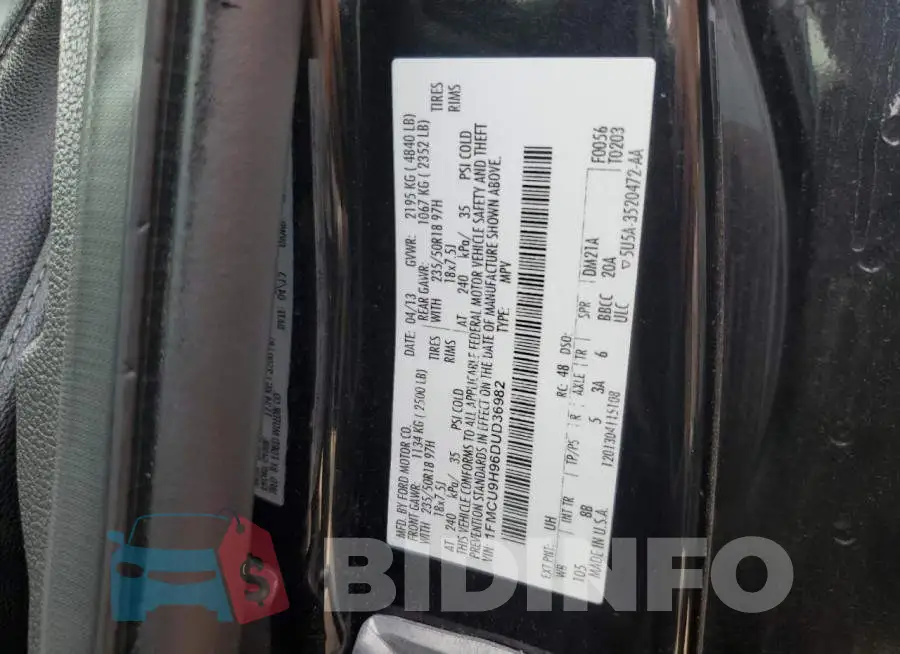 1FMCU9H96DUD36982 Photo# 10