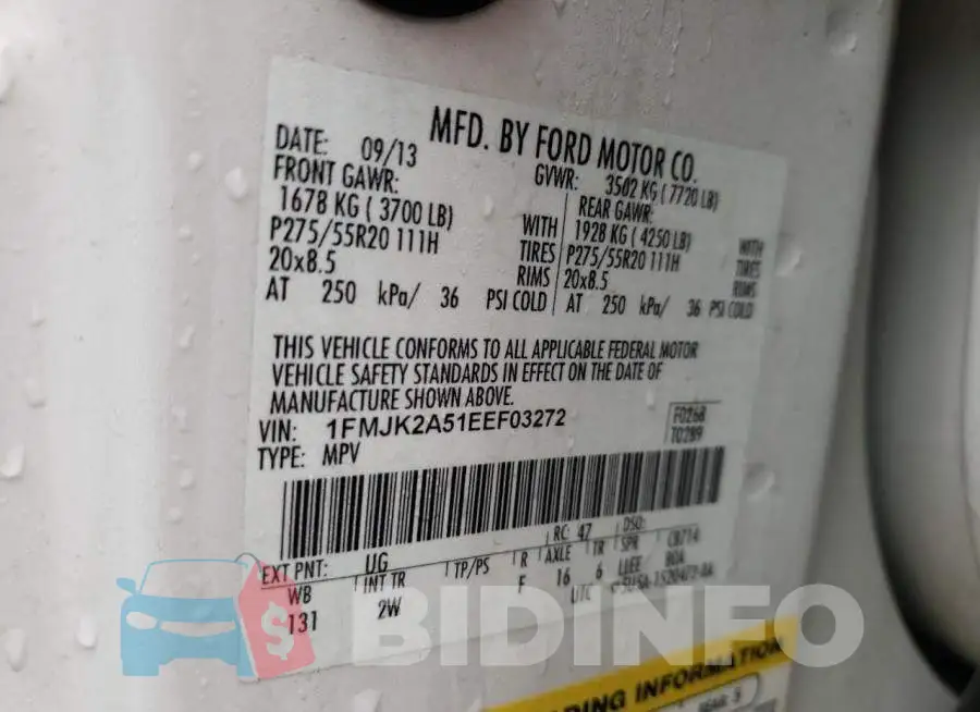 1FMJK2A51EEF03272 Photo# 10