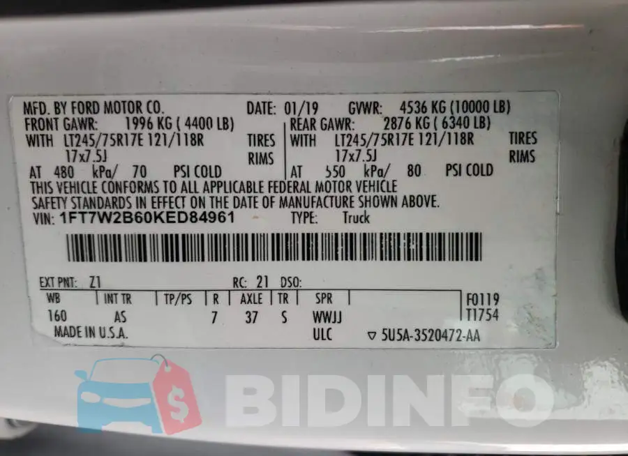 1FT7W2B60KED84961 Photo# 10