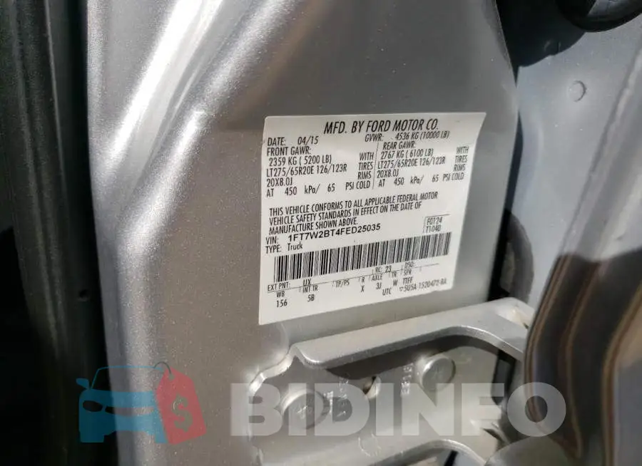 1FT7W2BT4FED25035 Photo# 10