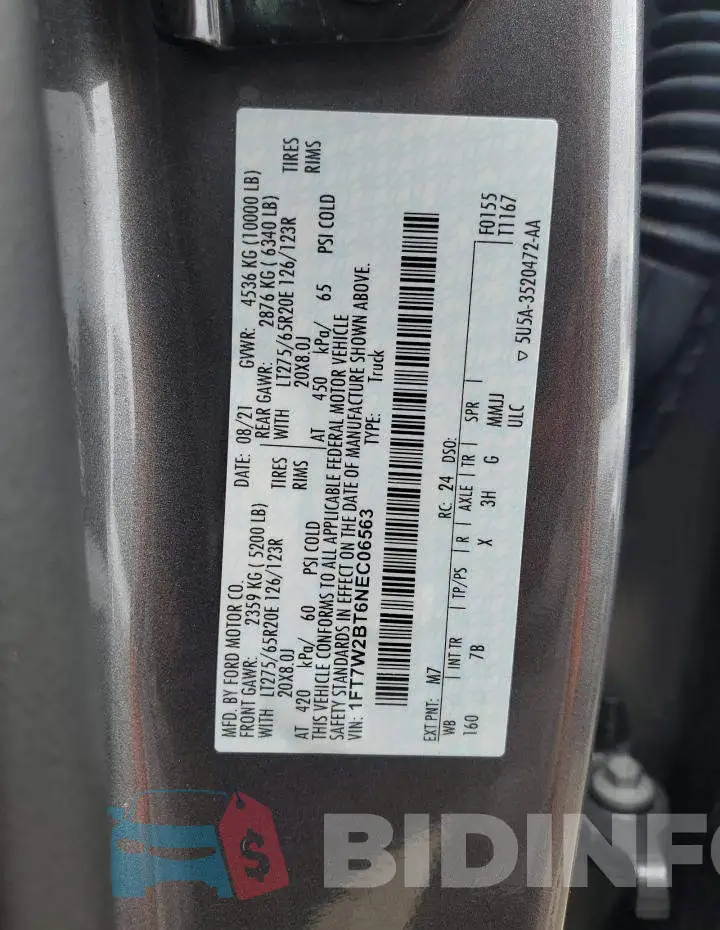 1FT7W2BT6NEC06563 Photo# 12