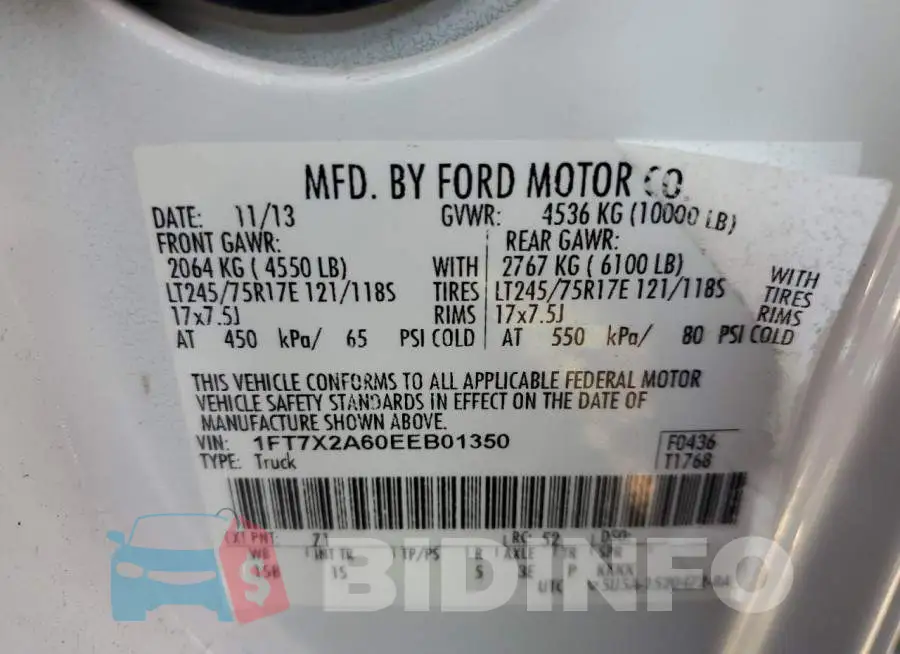 1FT7X2A60EEB01350 Photo# 10