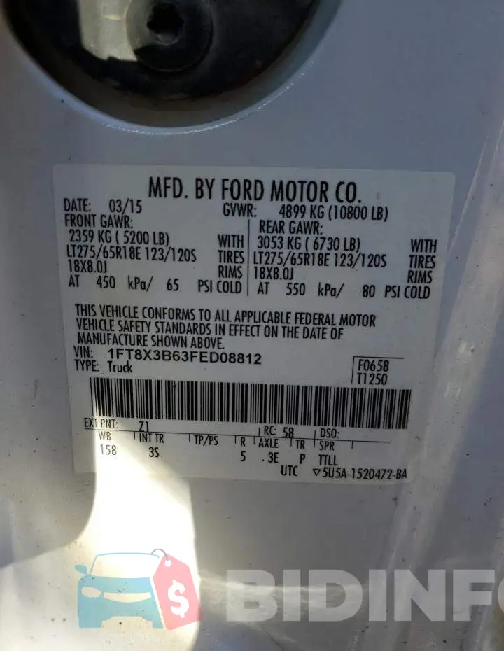 1FT8X3B63FED08812 Photo# 10