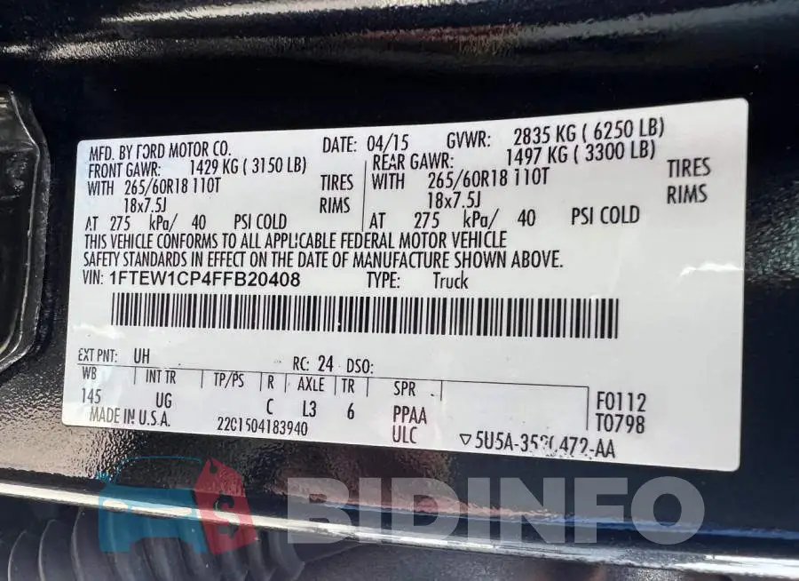 1FTEW1CP4FFB20408 Photo# 10