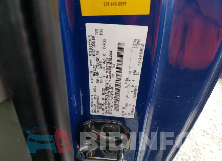 1FTEX1CP9HFA51487 Photo# 10