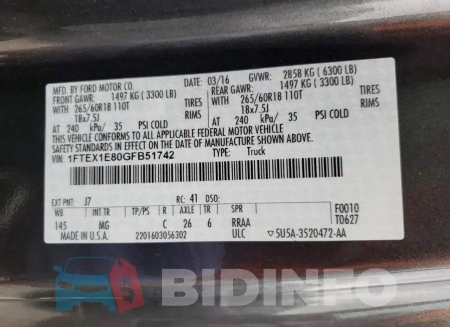 1FTEX1E80GFB51742 Photo# 10