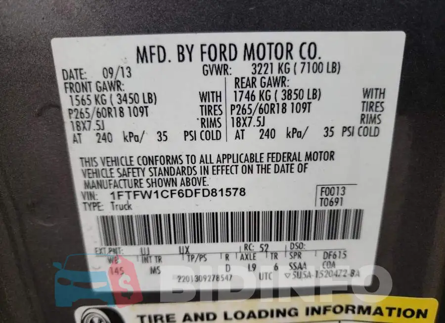 1FTFW1CF6DFD81578 Photo# 10