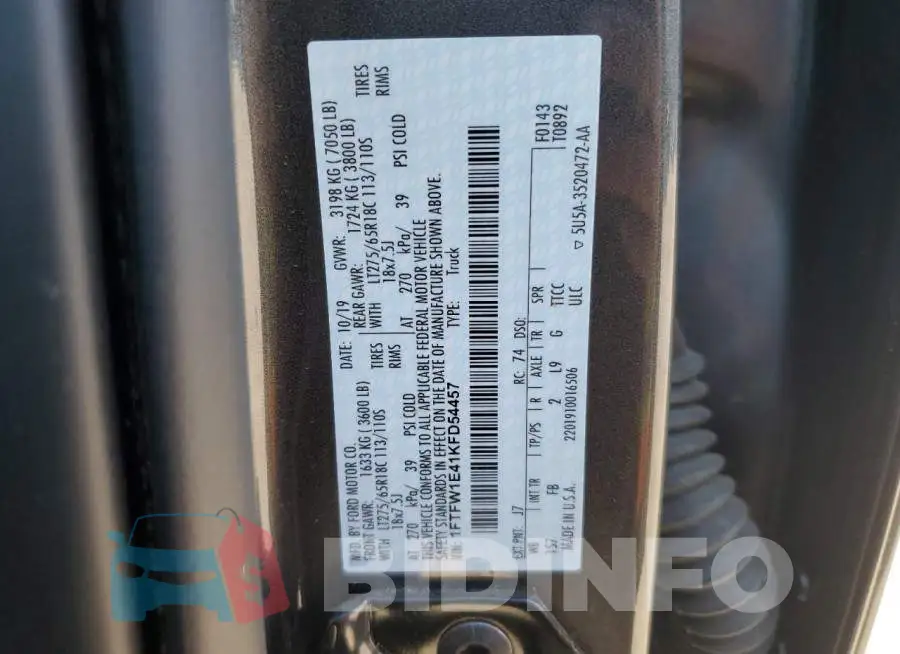 1FTFW1E41KFD54457 Photo# 12