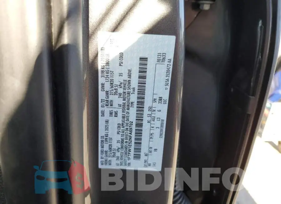 1FTFW1E52NFA69702 Photo# 10