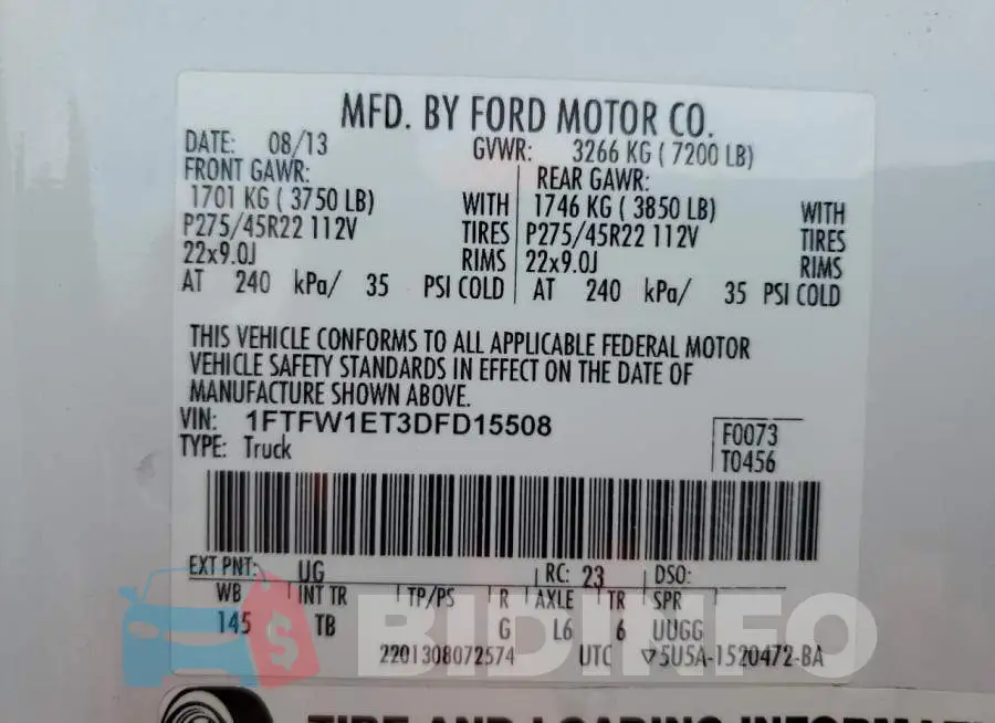 1FTFW1ET3DFD15508 Photo# 10