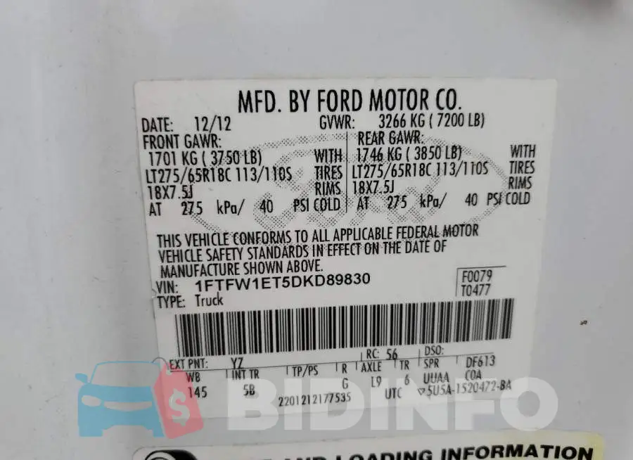 1FTFW1ET5DKD89830 Photo# 10