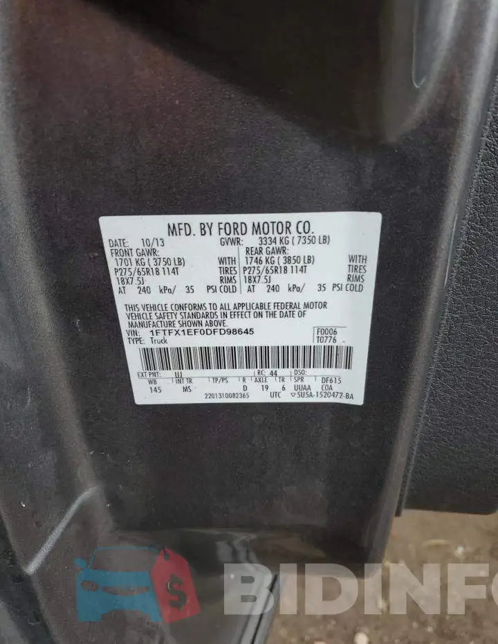 1FTFX1EF0DFD98645 Photo# 12