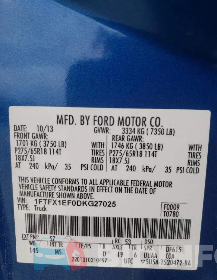1FTFX1EF0DKG27025 Photo# 10