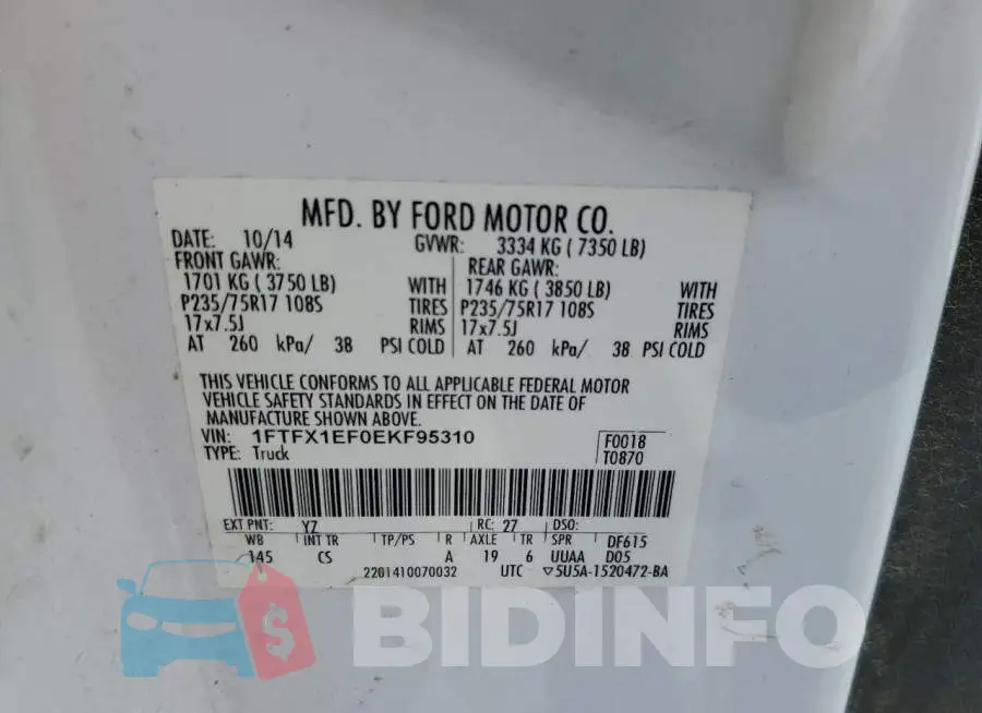 1FTFX1EF0EKF95310 Photo# 10