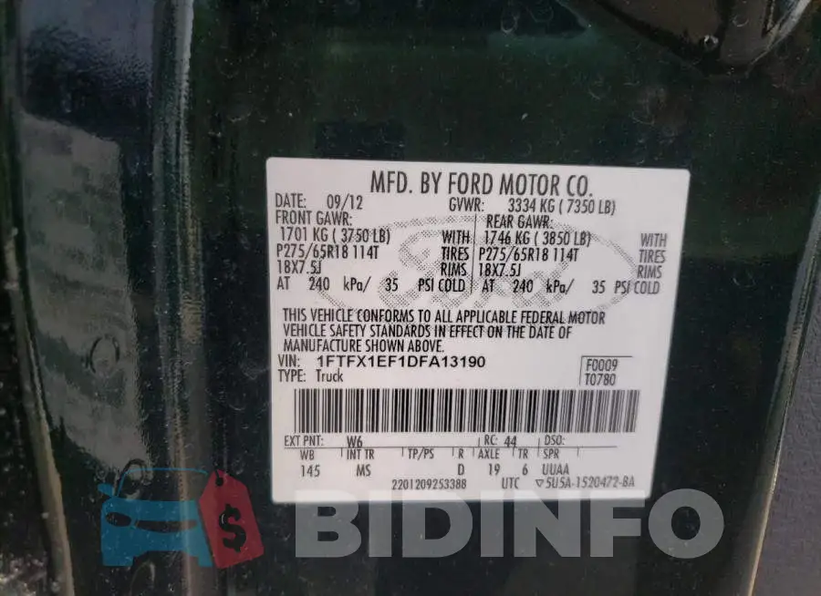 1FTFX1EF1DFA13190 Photo# 10