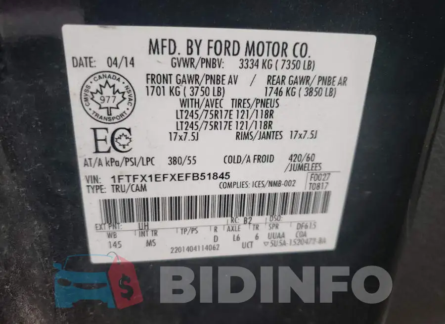 1FTFX1EFXEFB51845 Photo# 12