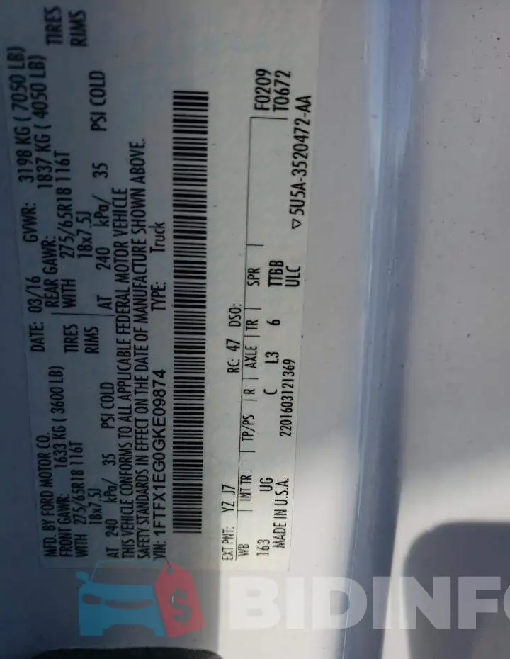 1FTFX1EG0GKE09874 Photo# 10