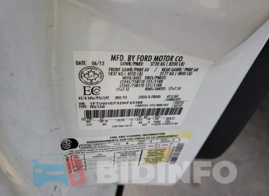 1FTVW1EFXDKF23186 Photo# 10