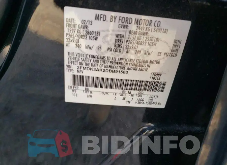 2FMDK3AK2DBB91563 Photo# 10