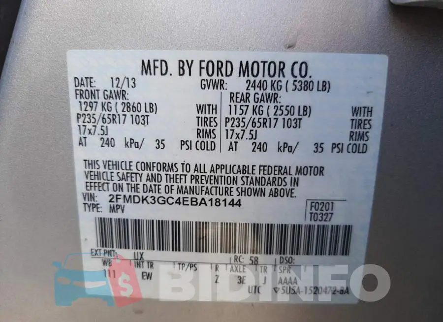 2FMDK3GC4EBA18144 Photo# 10