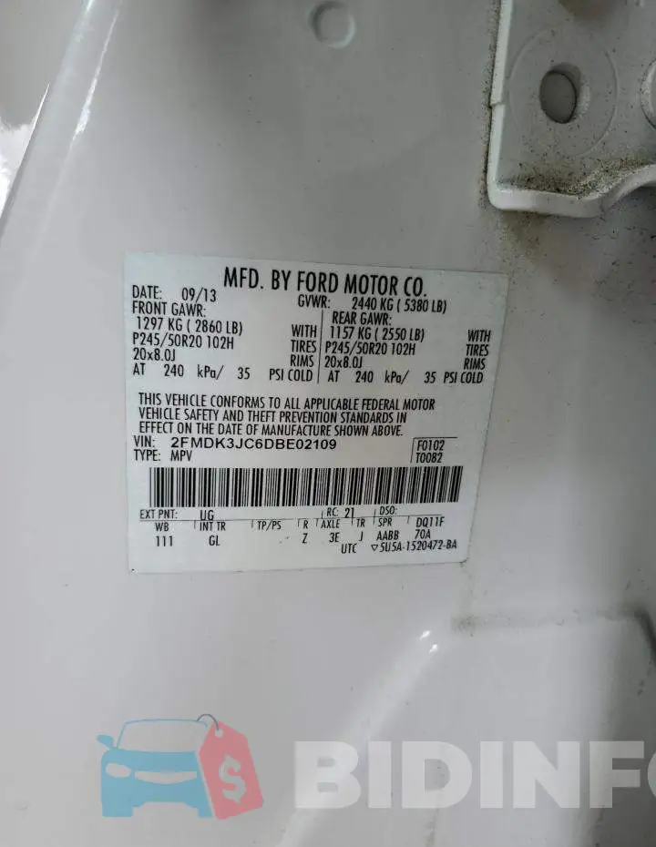 2FMDK3JC6DBE02109 Photo# 10