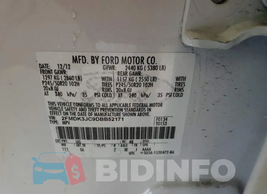 2FMDK3JC9DBB52171 Photo# 10