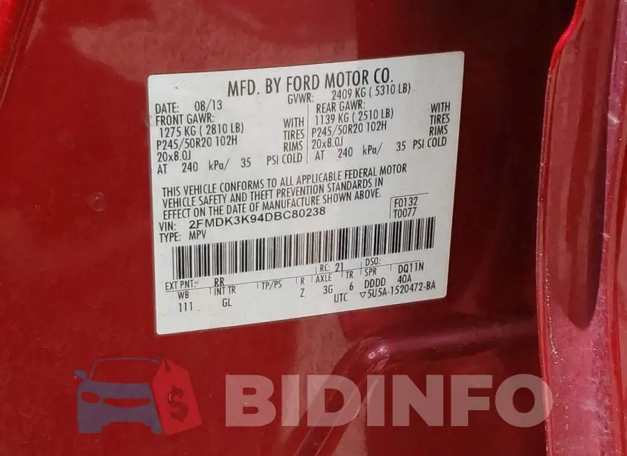 2FMDK3K94DBC80238 Photo# 10