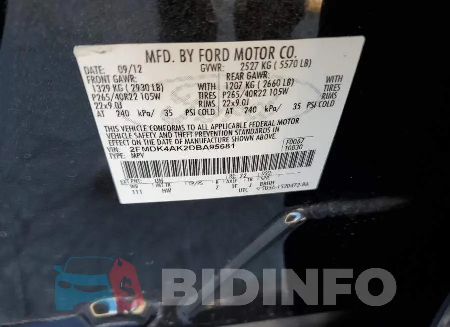 2FMDK4AK2DBA95681 Photo# 10