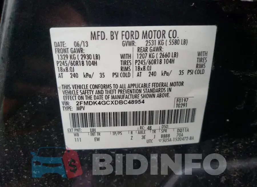2FMDK4GCXDBC48954 Photo# 10