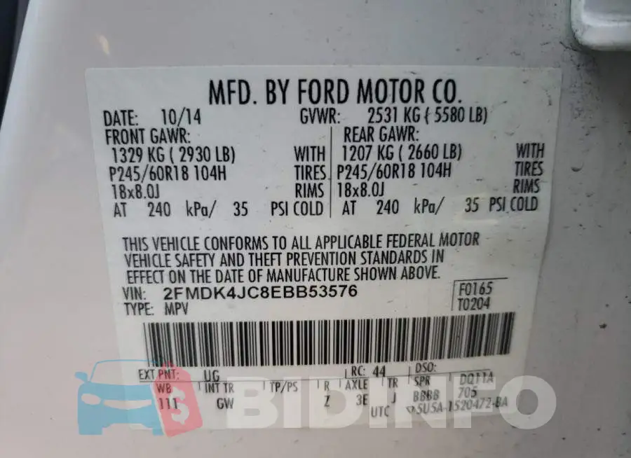2FMDK4JC8EBB53576 Photo# 10