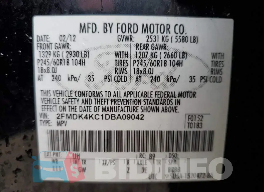 2FMDK4KC1DBA09042 Photo# 10