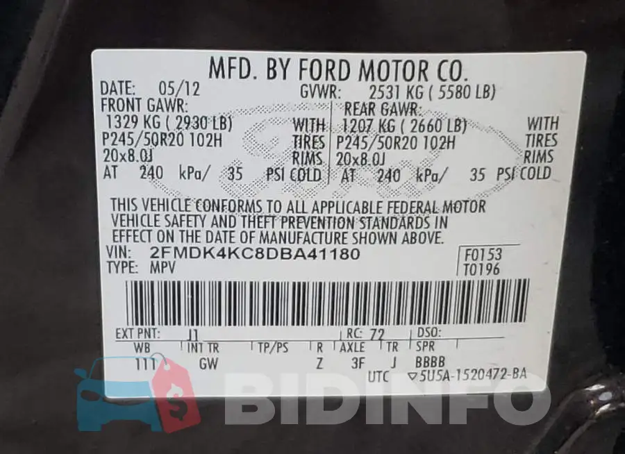 2FMDK4KC8DBA41180 Photo# 10