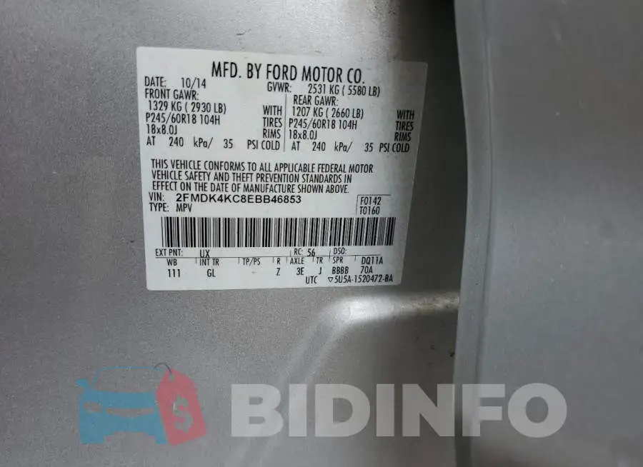 2FMDK4KC8EBB46853 Photo# 10