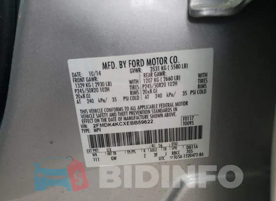 2FMDK4KCXEBB59622 Photo# 10