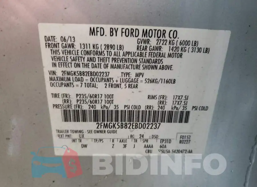 2FMGK5B82EBD02237 Photo# 13