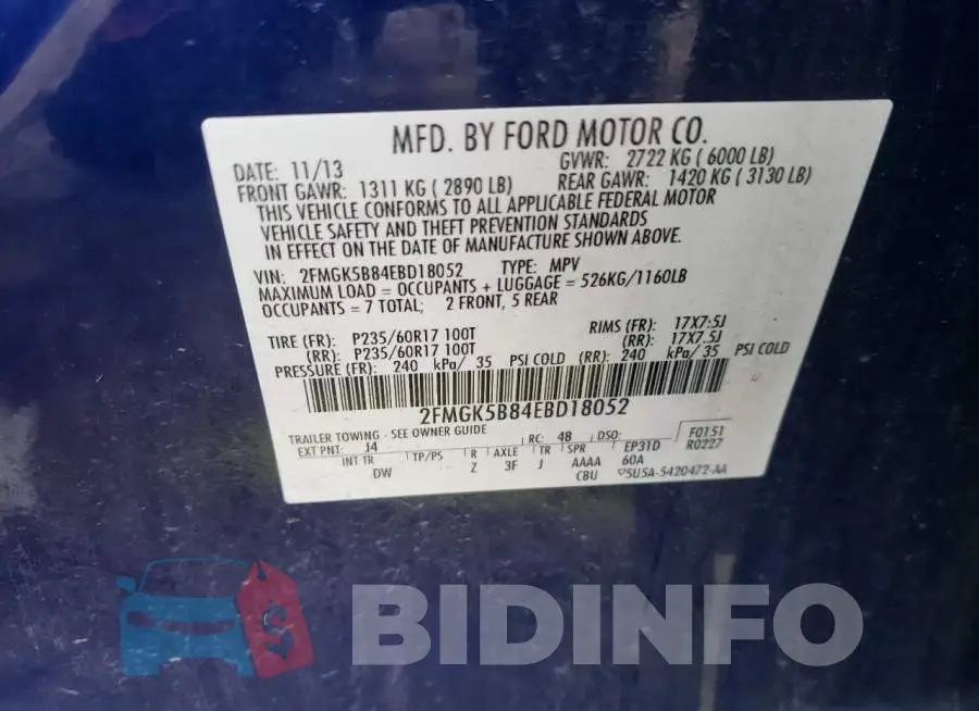 2FMGK5B84EBD18052 Photo# 10